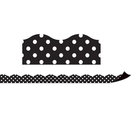 Teacher Created Resources Black &#x26; White Polka Dots Magnetic Borders, 24ft.